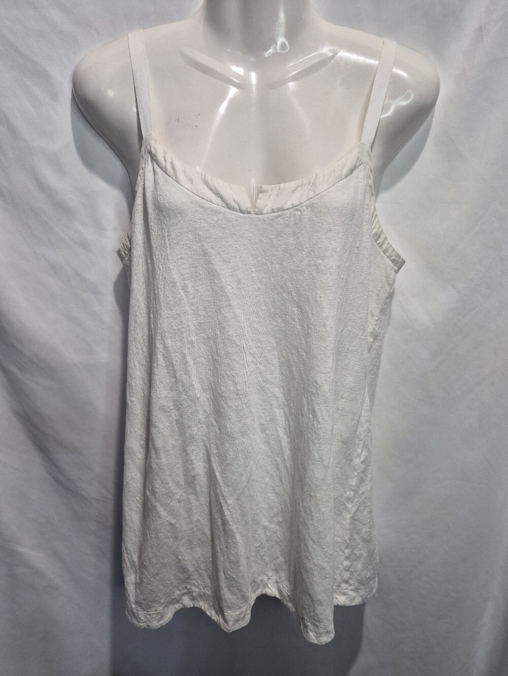 Eileen Fisher White 100% Linen Cami Tank Top Adjustable Straps Size Small